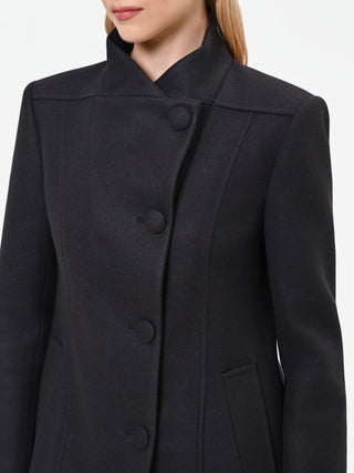 Black Velour Coat with Stand Collar