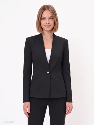 Single-breasted jacket in technical fabric with a stand-up collar
