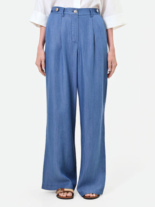 Weite blaue Lyocell-Hose