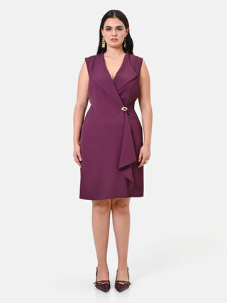 Robe portefeuille Curvy bordeaux avec drapé
