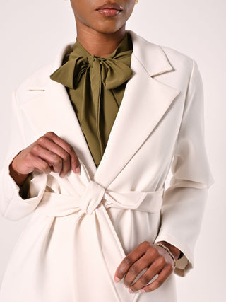 White Double Crepe Coat