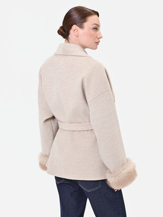 Cappotto corto a vestaglia tortora beige