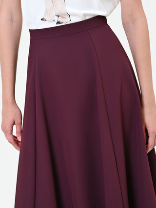 Falda midi con paneles en rojo burdeos