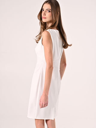 White Scuba Crepe Sheath Dress
