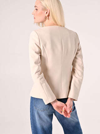 Double-Breasted Jacket in Beige Technical Fabric