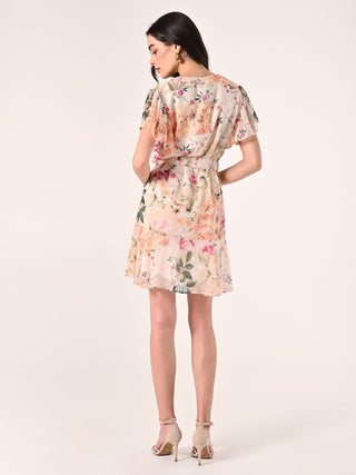 Robe imprimé fleuri à volant