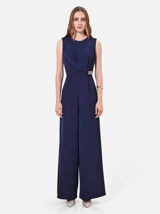 Navyblauer Jumpsuit mit Drapierung