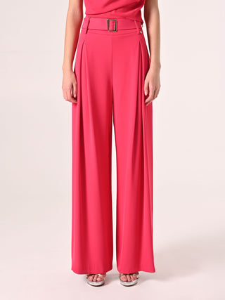 Fuchsia Trousers with Gold Buckle Belt