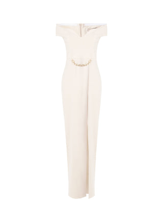 Robe longue beige clair en néoprène