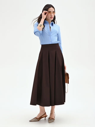 Chocolate Poplin Full Skirt