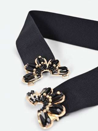 Ceinture large noire à boucle bijou