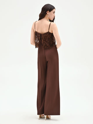 Mono chocolate con lentejuelas y flecos