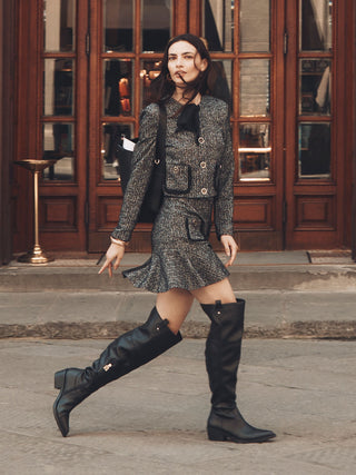 Cropped Black Jacket with Maxi Bow