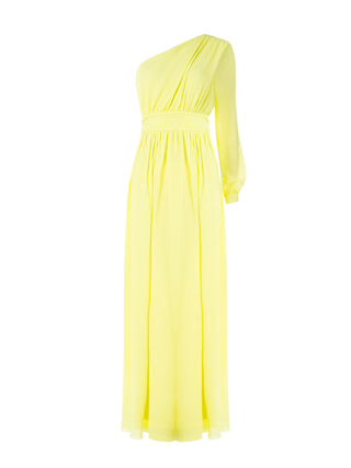 Abito Lungo Monospalla Giallo Lime