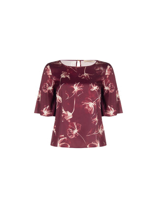 Blusa Curvy bordeaux con maniche a campana