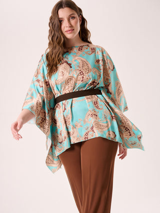 Curvy Aqua Green Paisley Blouse