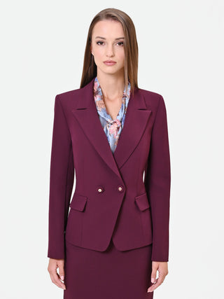 Burgundy Red Fitted Jacket with Peak Lapels