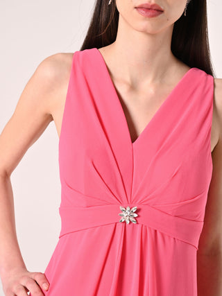 Robe coupe empire en crêpe georgette de couleur rose pâle