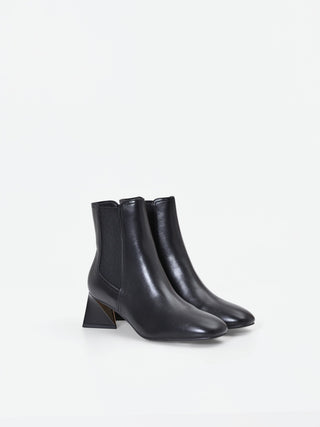Black Sculptural Heel Ankle Boot