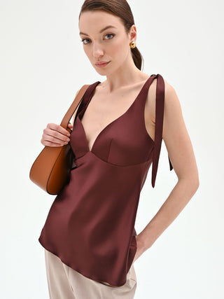 Chocolate satin top