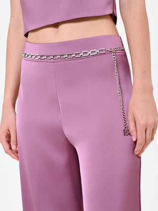 Pantalone palazzo rosa antico in raso