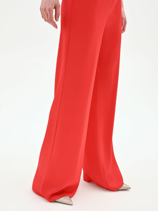 Pantalone a palazzo rosso fragola in raso