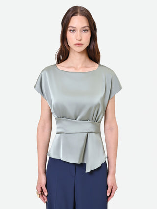 Sage Green Peplum-Effect Blouse