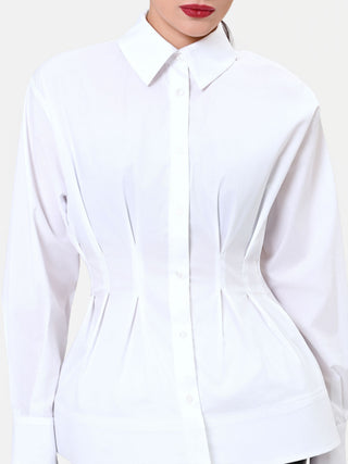 White Cotton Corset-Effect Shirt