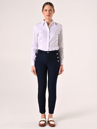 Blue Trousers with Nautical Buttons