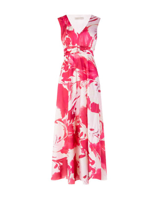 Robe longue imprimé fleuri rose pâle