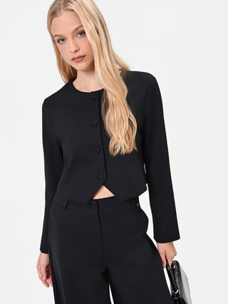 Black Cropped Punto Milano Jacket
