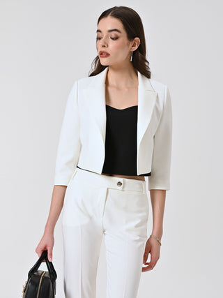 Cropped White Jacket in Technical Fabric