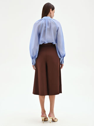 Pantalone culotte cioccolato con cintura