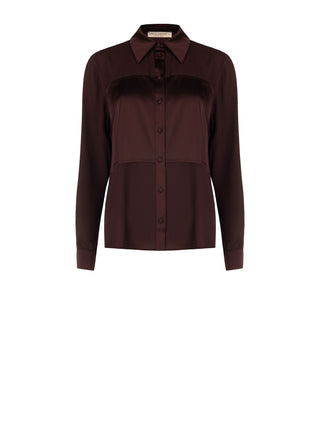 Camicia cioccolato con inserti geometrici
