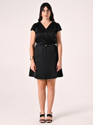 Curvy Black Satin Dress