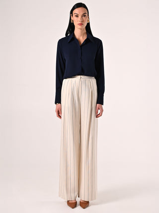 Pantaloni Bianchi a Righe Blu