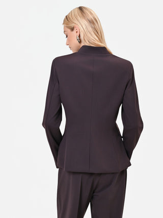 Veste structurée marron foncé en polyviscose