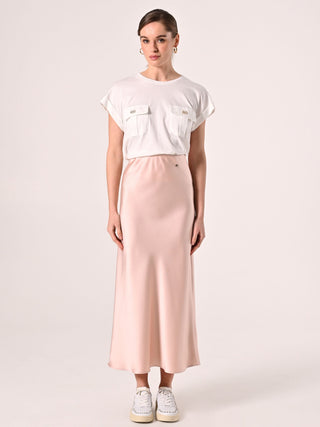 Pink Satin Pencil Skirt