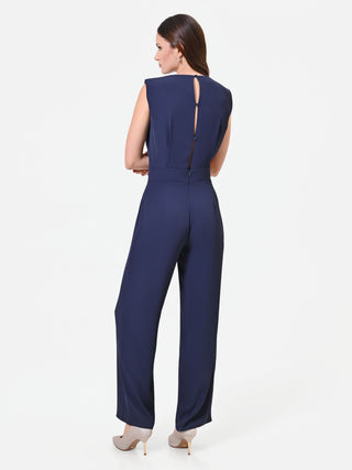 Navy Draped Palazzo Jumpsuit