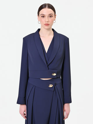 Giacca corta blu navy con bottone design