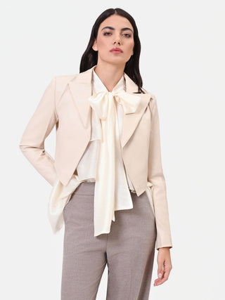 Giacca corta beige con revers