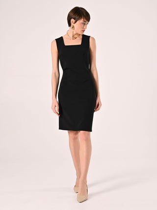 Sheath Dress in Black Technical Fabric