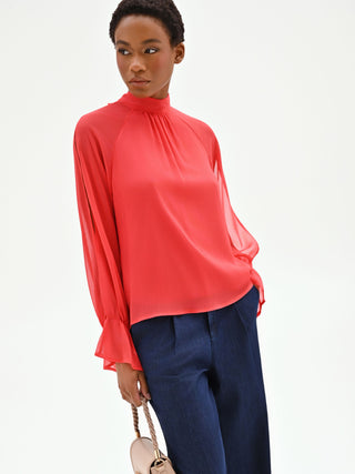 Blusa rosso fragola in georgette