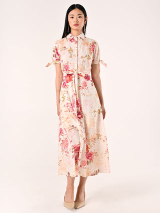 Robe chemise en coton imprimé fleuri