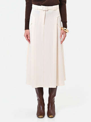 Gonna midi in misto viscosa bianca con cintura