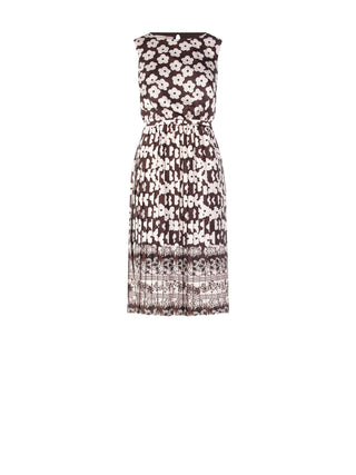 Robe midi plissée imprimé fleuri chocolat