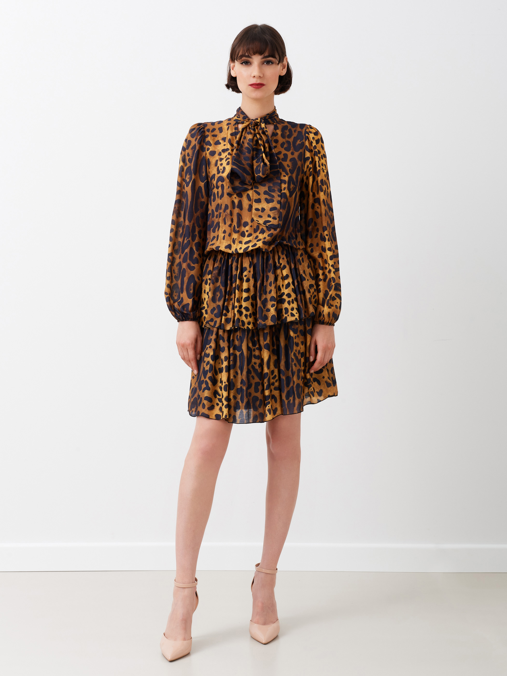 Silk-Blend Animal-Print Dress | var tabacco | Women | Rinascimento Silk-Blend Animal-Print Dress | var tabacco | Women | Rinascimento