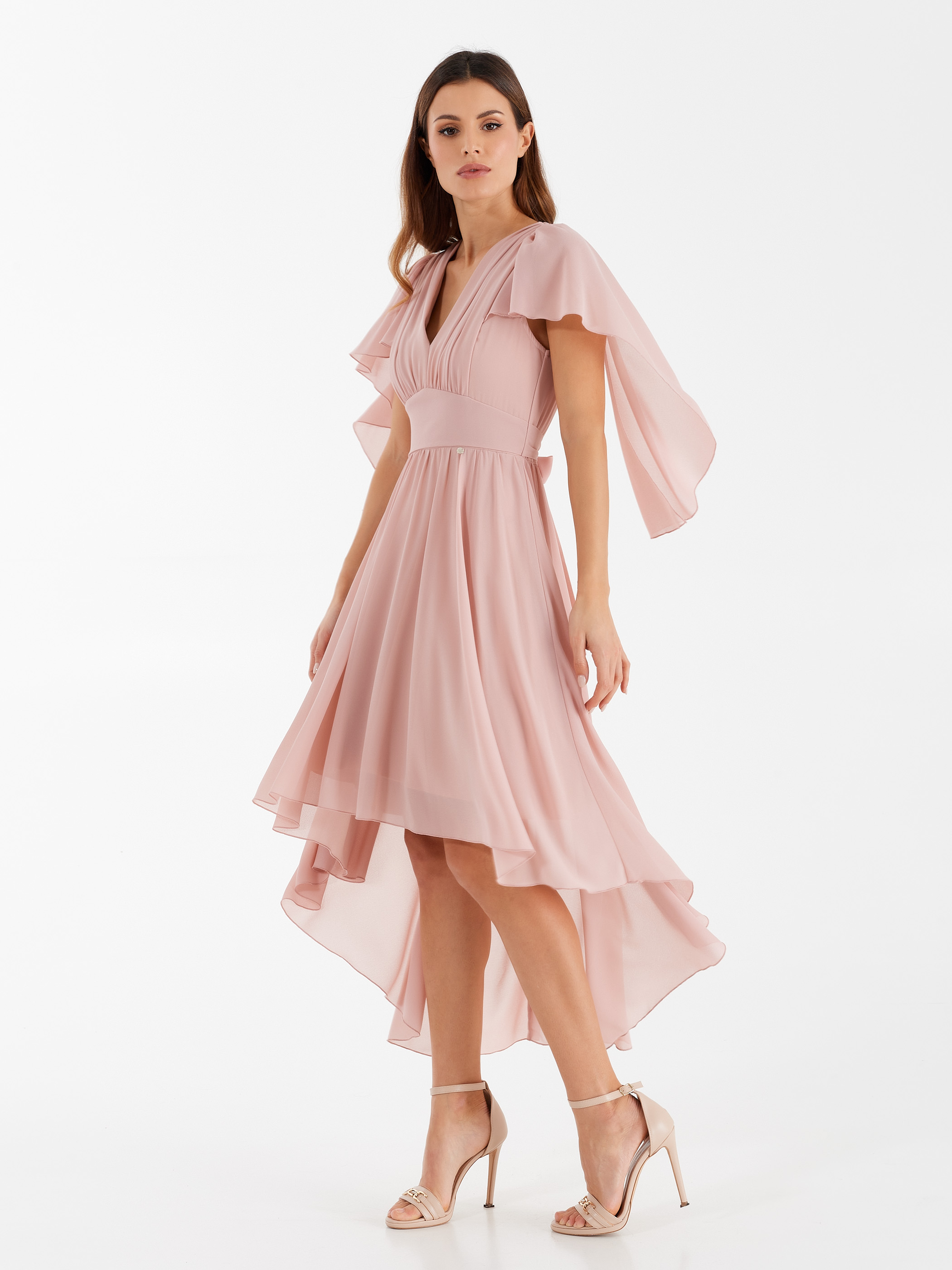 Asymmetrical crepe dress, pink | Pink ...