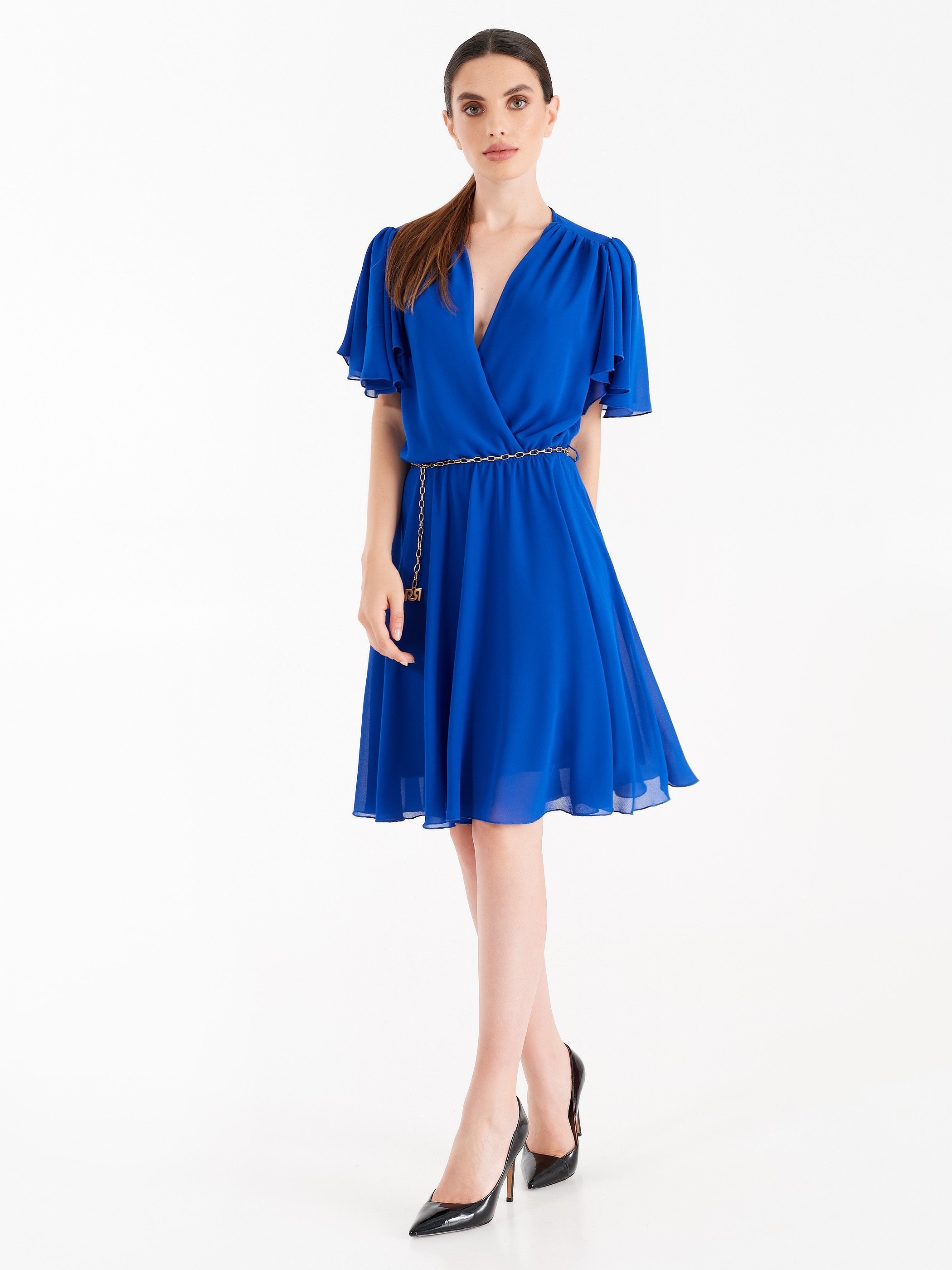 Blue colour short frock clearance