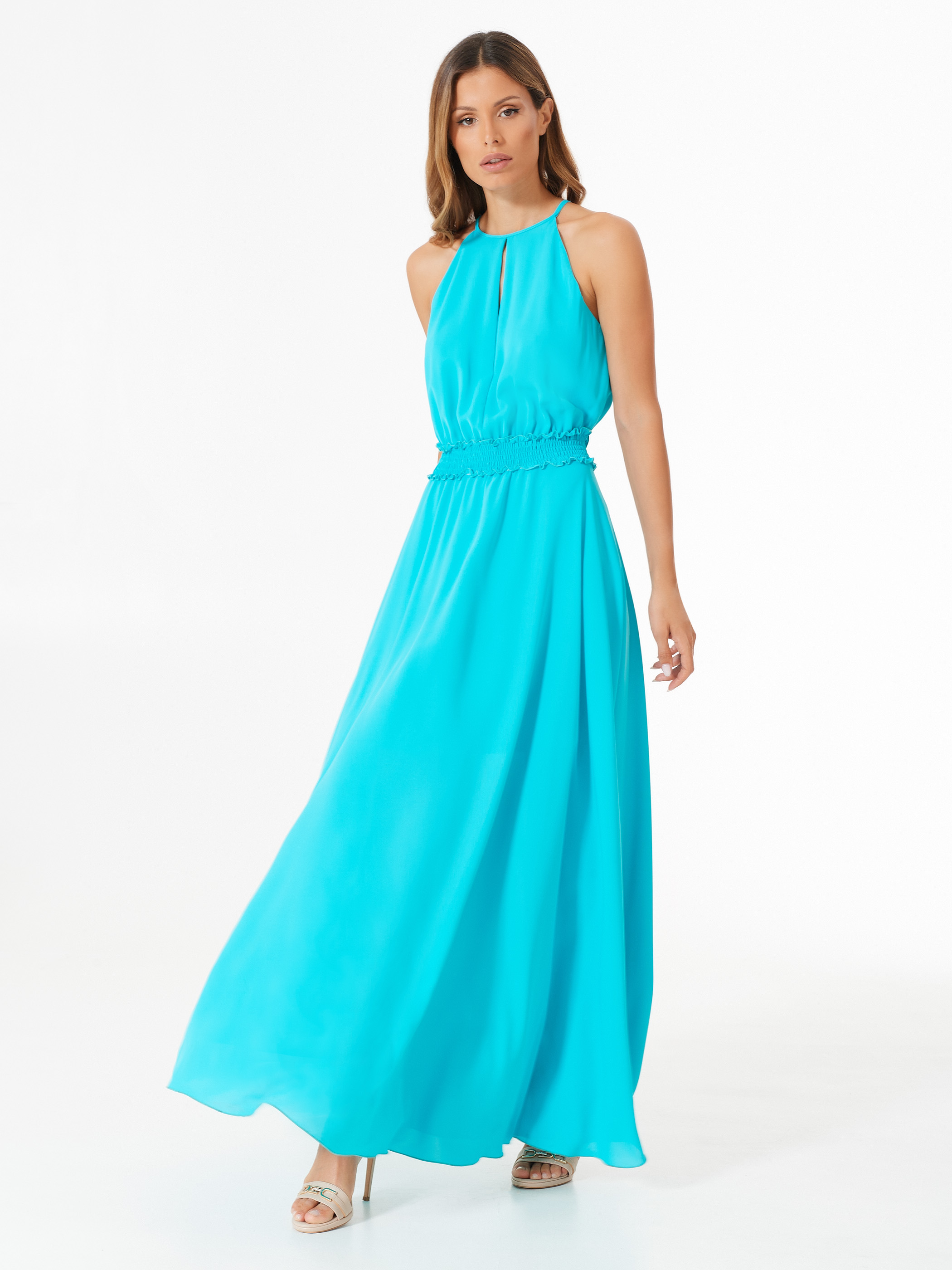 Giorgio armani long triple silk georgette dress clearance